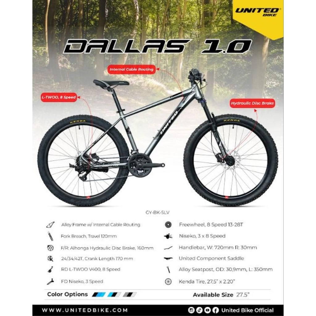 Sepeda Gunung 27.5 Inch United Dallas 1.0 3x8 Speed