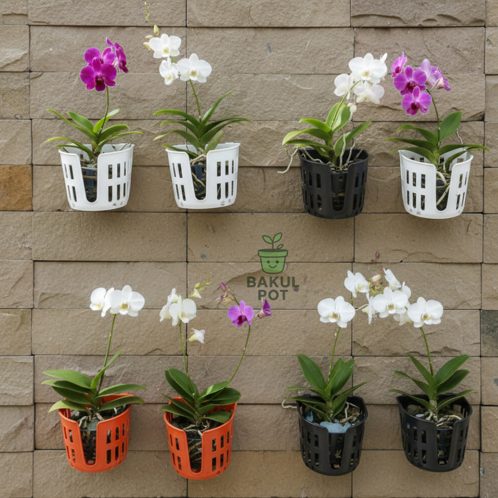 (6 PCS) Pot Bunga DINDING ANGGREK NKT RUSA / Pot Tempel / Pot Dinding / Pot Anggrek / Pot Tanduk Rus