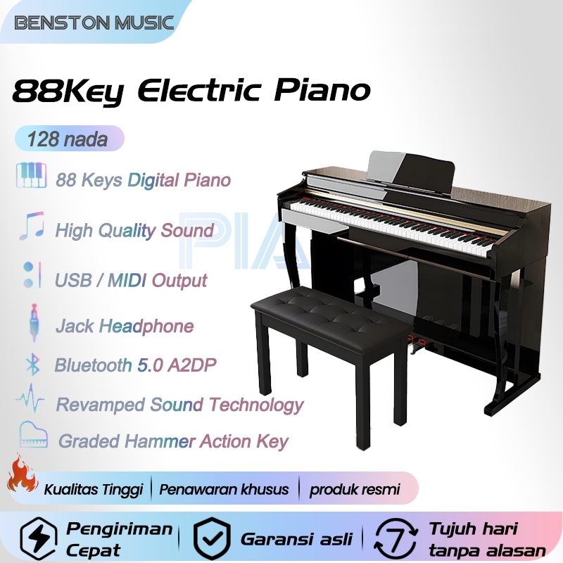 Benston Music Piano Elektrik Profesional, Piano Elektrik Palu Berat 88keys, Piano Elektrik Latihan d