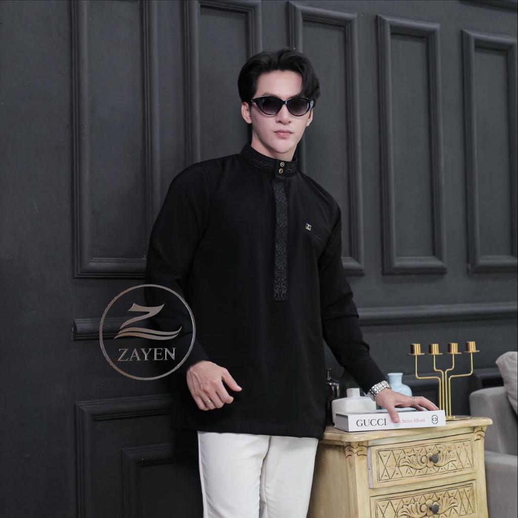 Baju Kemko FATHAN Kemeja Koko Dewasa Lengan Panjang Koko Bordir Mewah Busana Muslim Pria Kemko Kurta