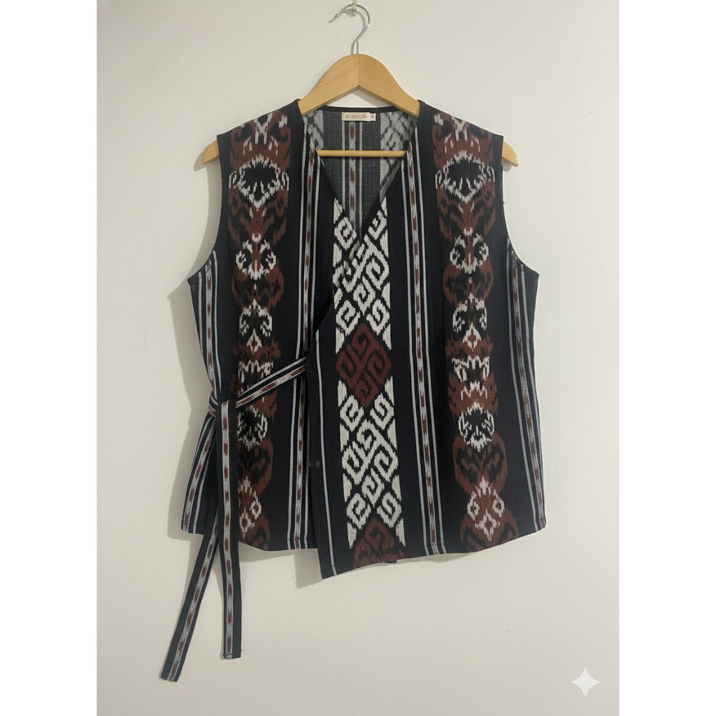 Vest Tenun Batik Etnik Modern Wanita - Atasan Casual - Vest Tenun Hijab Friendly-TumbasTenun