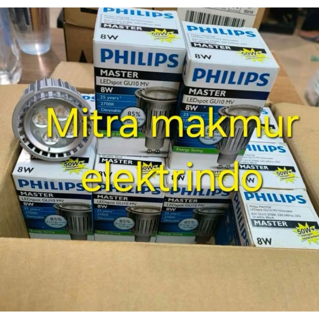lampu gu10 8w 2700k philips / gu10 8watt 2700k led halogen