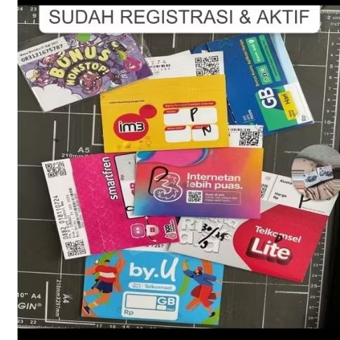 SUDAH REGISTRASI AKTIF TINGAL PAKAI KARTU PERDANA SIMPATI BYU TELKOMSEL BY.U XL AXIS SMARTFREN INDOS
