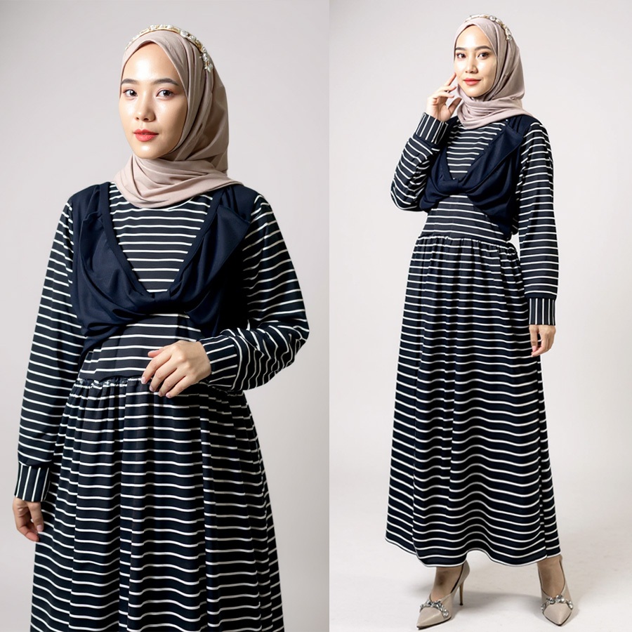Gamis Wanita Salur Jumbo Maxy Vest Rompi Cantik Muslimah Carlina Fashion 399