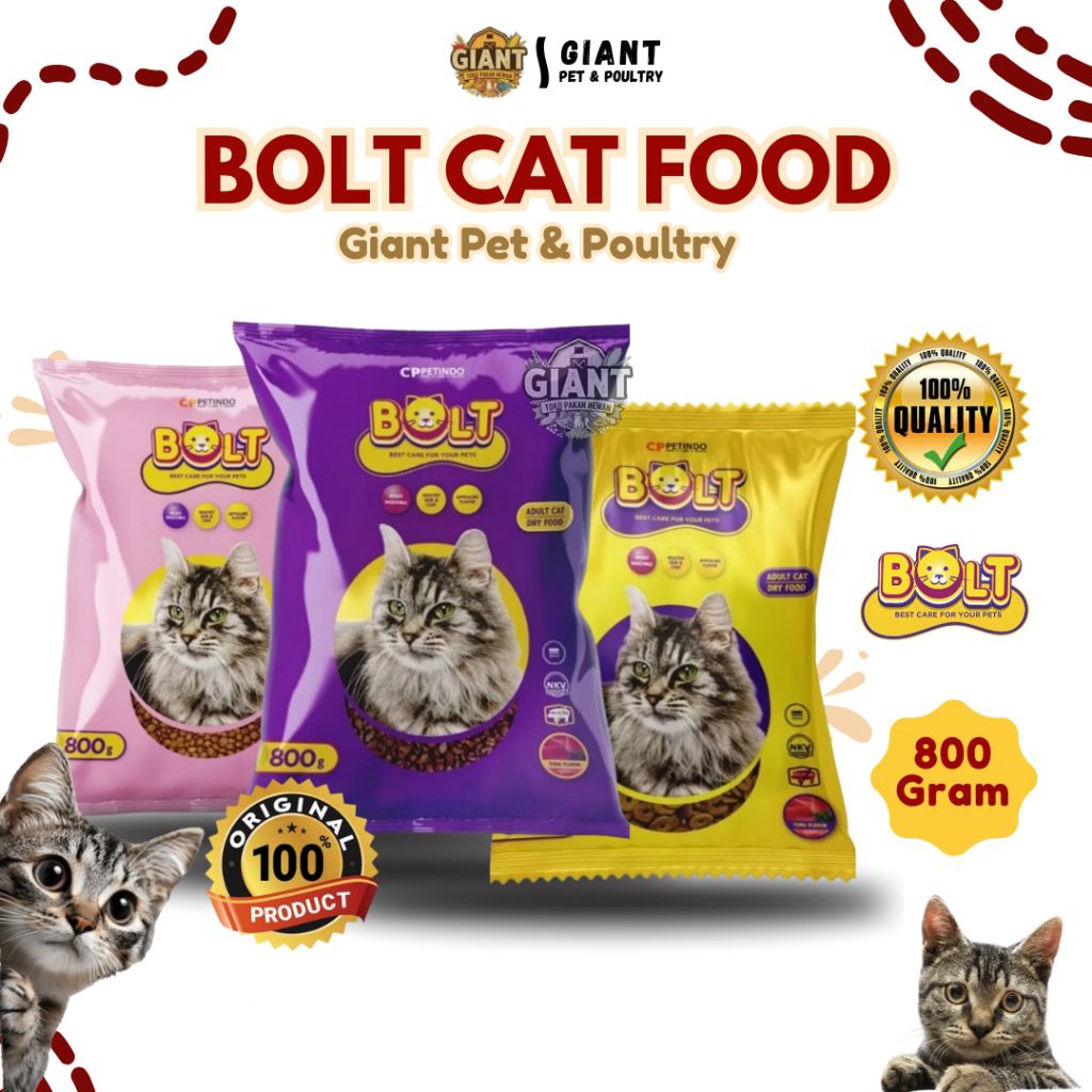 BOLT Makanan Kucing 800g Freshpack dari Pabrik - Rasa Tuna/ Rasa Tuna Donat/ Rasa Salmon