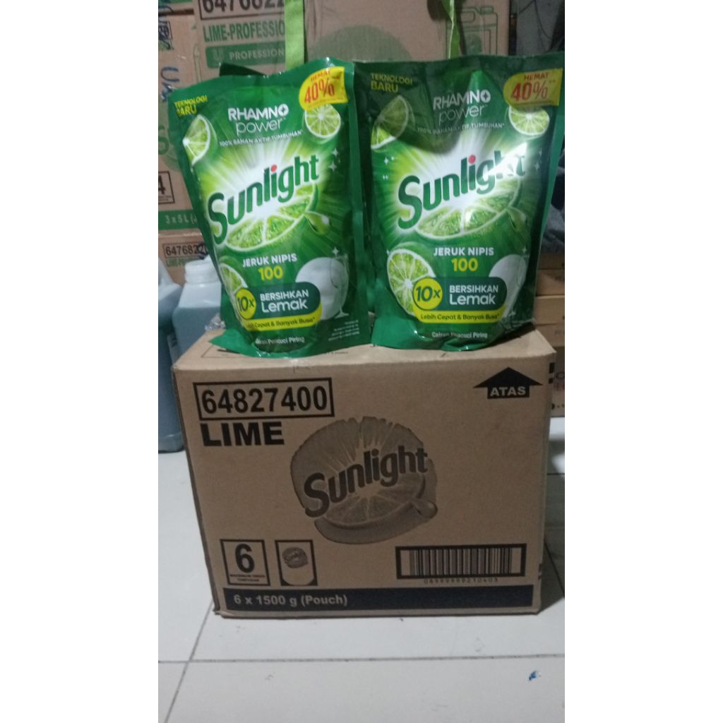 SUNLIGHT SABUN CUCI PIRING CAIR REFILL JERUK NIPIS 1500ML KARTON ISI 6PCS ORIGINAL PRODUK BY UNILEVE