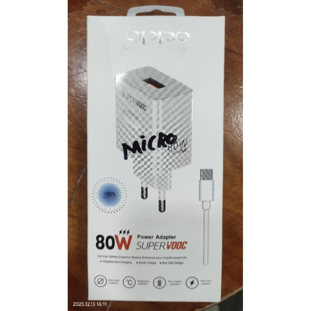 Charger OPPO VOOC Fast Charging Tipe-Micto & Tipe-C Original 80watt dan 120watt