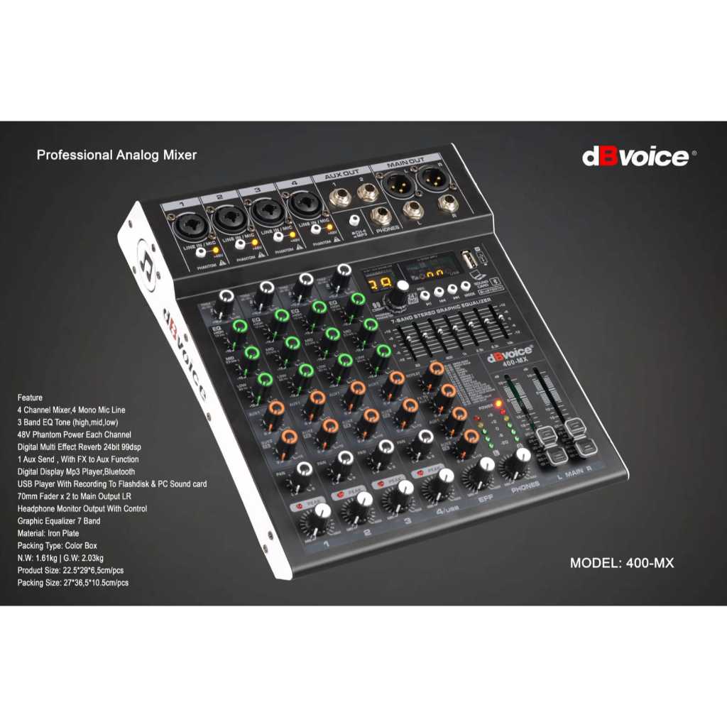 Dbvoice 400MX Mixer 4 Channel Bluetooth USB
