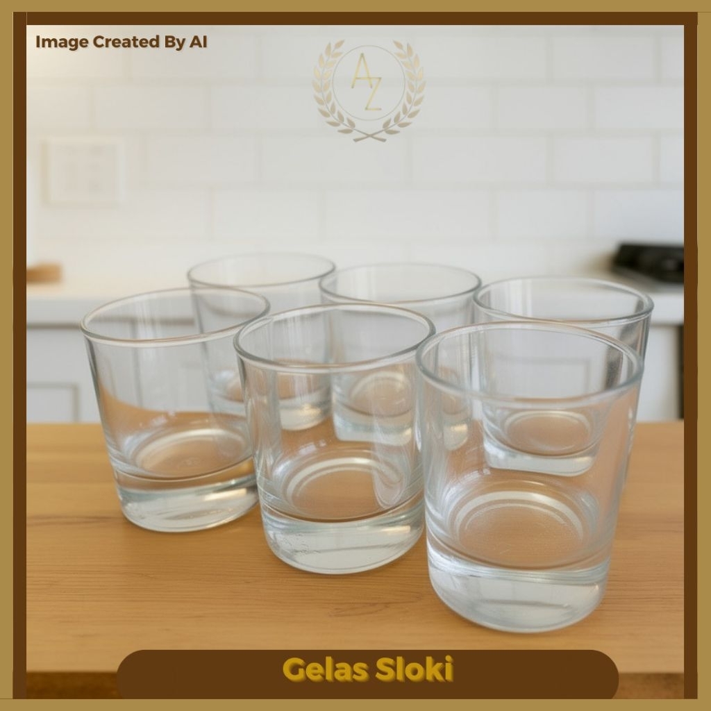 Gelas Sloki Polos - 6pcs / Gelas Kaca Sloki Polos Mini / Gelas Kaca Mini