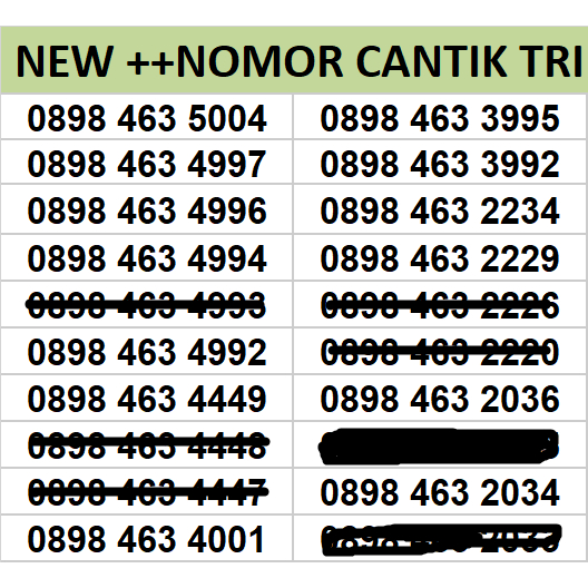 Nomor Cantik Three Aon Tri 11 Digit Cantik Nasional Murah