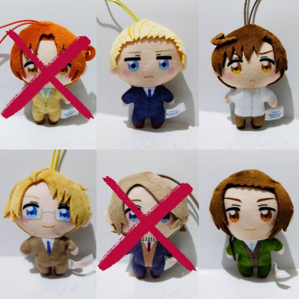 Hetalia World Stars Kapukko Friends Plush Strap - Italy / Germany / Romano / America / France / Chin