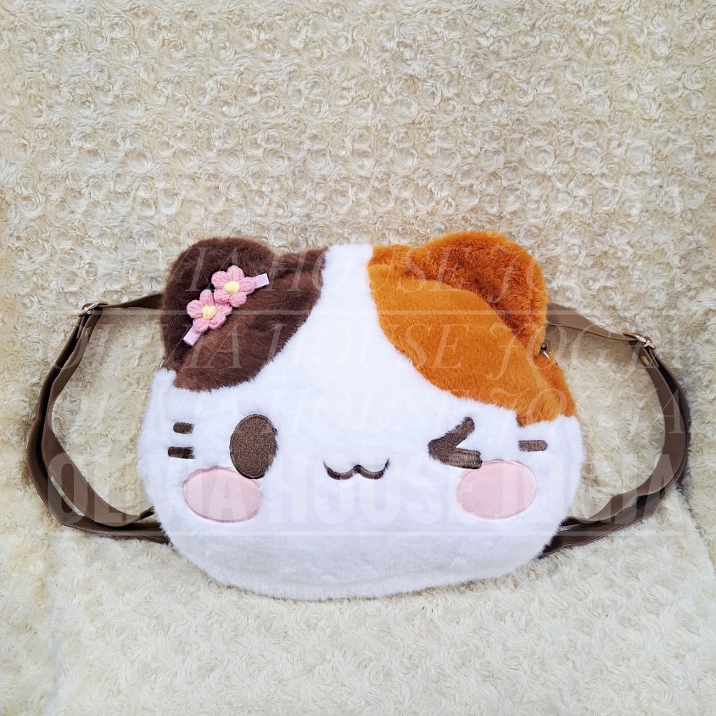 Tas Ransel Kepala Kucing Calico Tas Slempang Boneka Calico Cat Pita