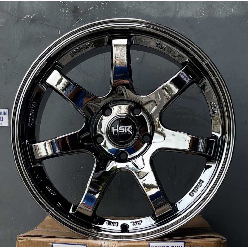 velg te37 black chrome ring18 HSR BOROKO TJH untuk Alphard Camry Harrier Zanix Xtrail dll r18