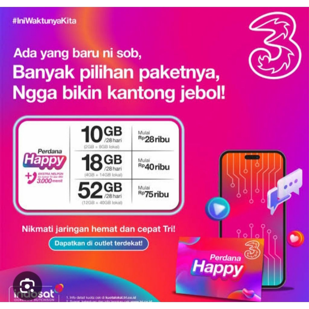 Voucher kartu Tri 10 GB