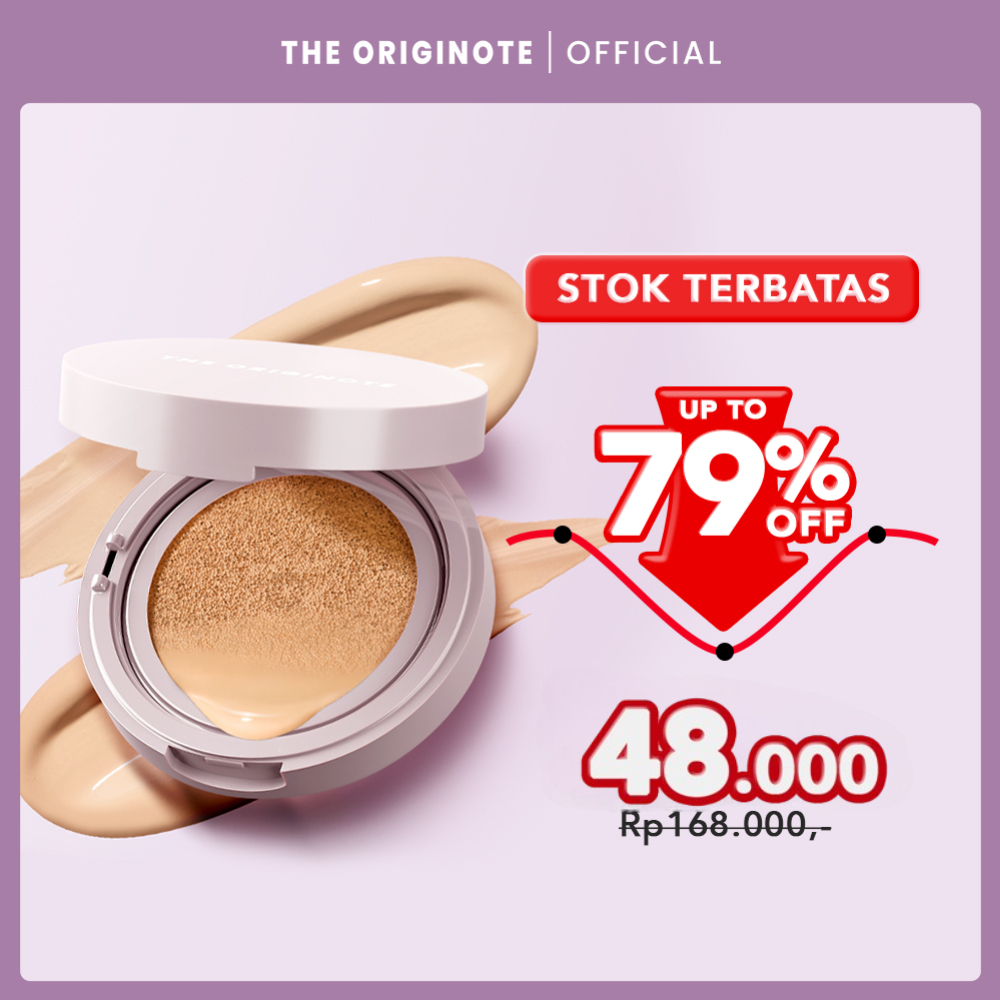 The Originote High Cover Serum Cushion SPF 35 PA++ | Makeup Base Wajah Full Coverage Ringan Velvet T