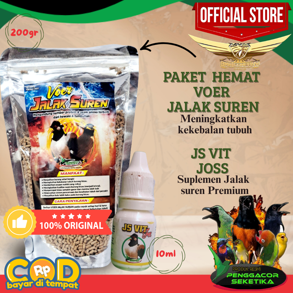 [Paket Hemat] Voer Jalak Suren 200g + JS Vit Joss 10ml Vitamin dan Pakan Penggacor Burung jalak