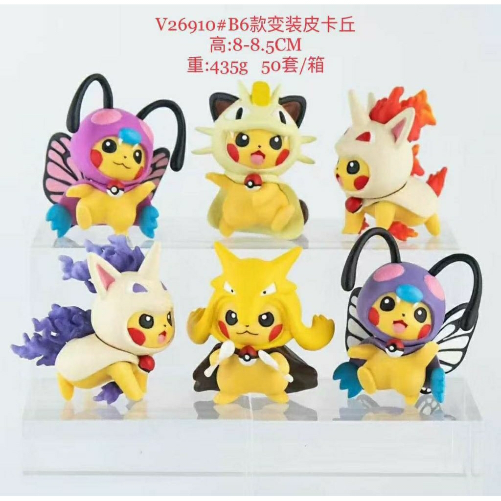 Action Figure Pokemon Pikachu Topeng Figure Topper Cake 6pcs