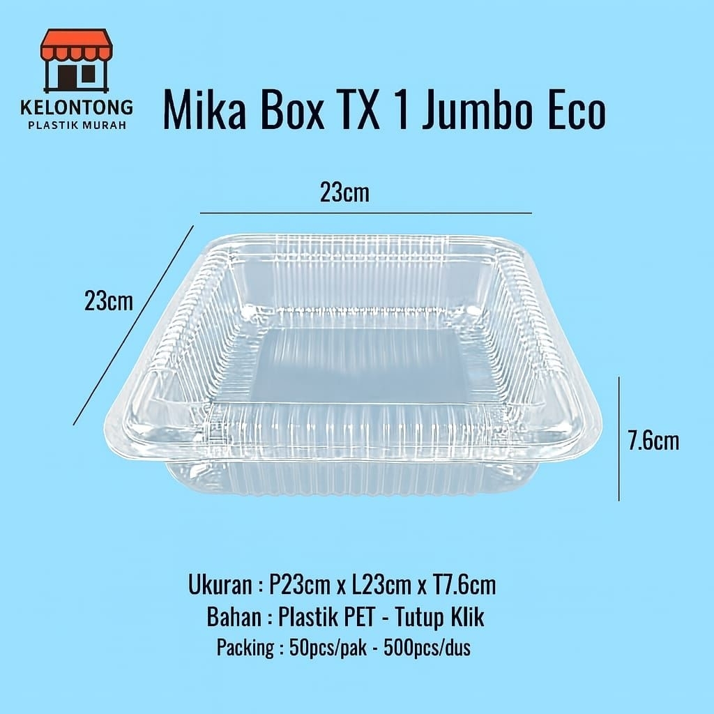 Mika Jumbo Bolu TX-01 - Mika Plastik Box Kemasan Kue Bolu 50 Pcs