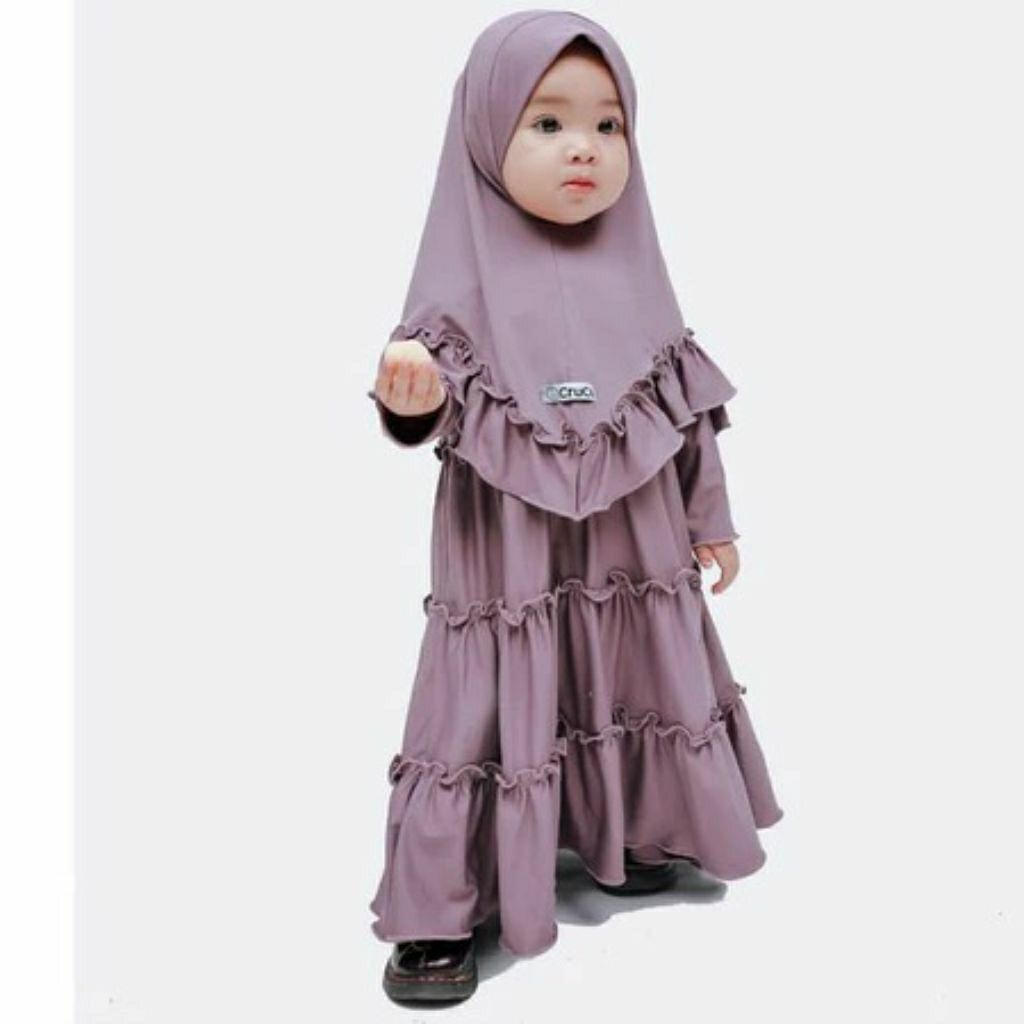 Gamis  anak crucil rempel tiga susun untuk anak 1-8 tahun