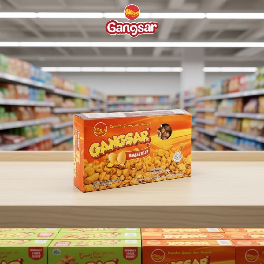 Cemilan Kacang Telur Gangsar 450gr | Kemasan Besar Hemat Digoreng Minyak Kelapa | Makanan Ringan