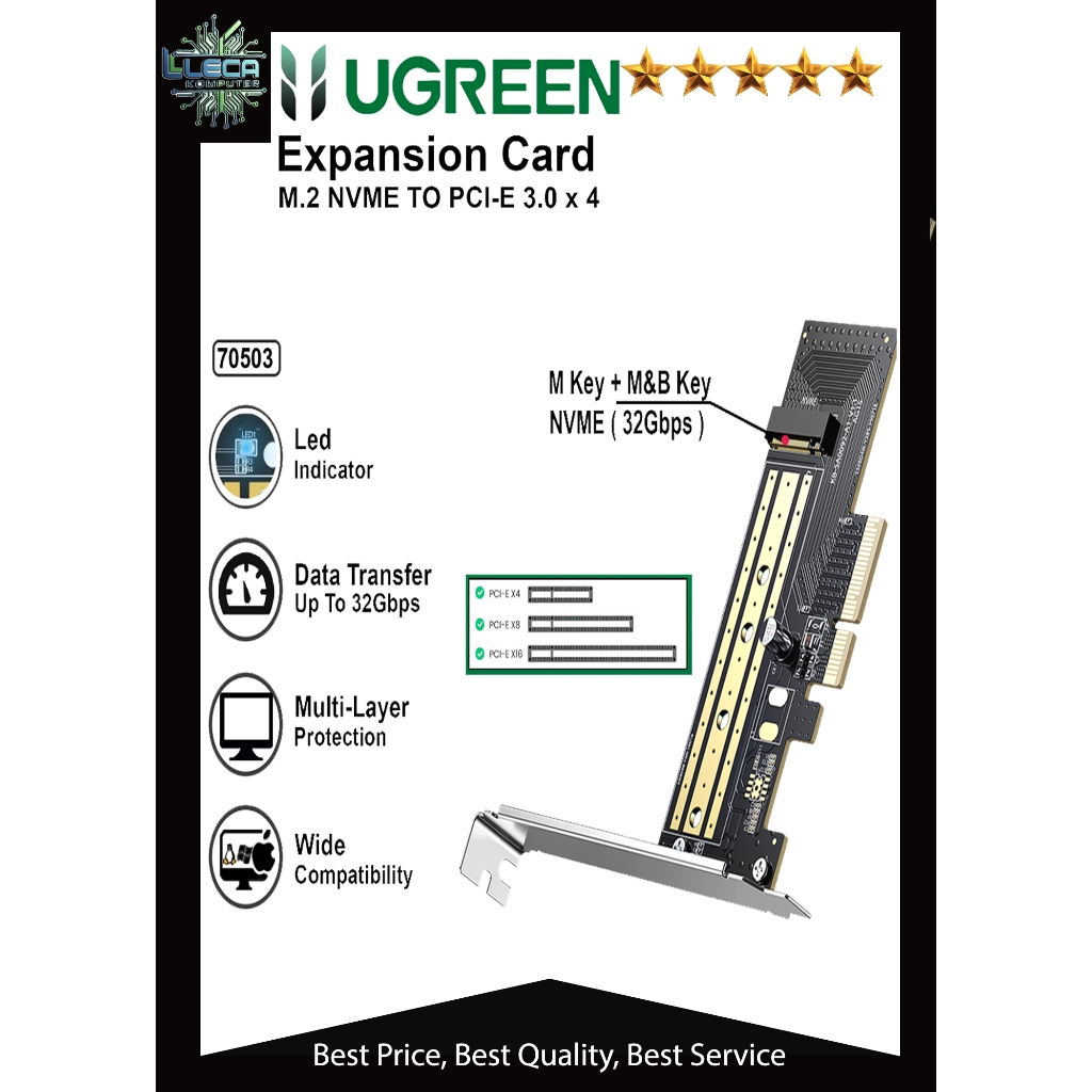 (New) UGREEN Expansion Card M.2 NVMe To PCIe 3.0 x4 Adapter 32Gbps