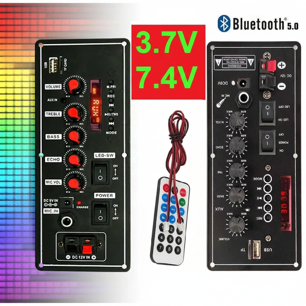 Papan Amplifier MP3 Mobil Bluetooth 5.0, Pemutar USB/TF/Radio FM, Daya 30W, untuk Karaoke, Hitam