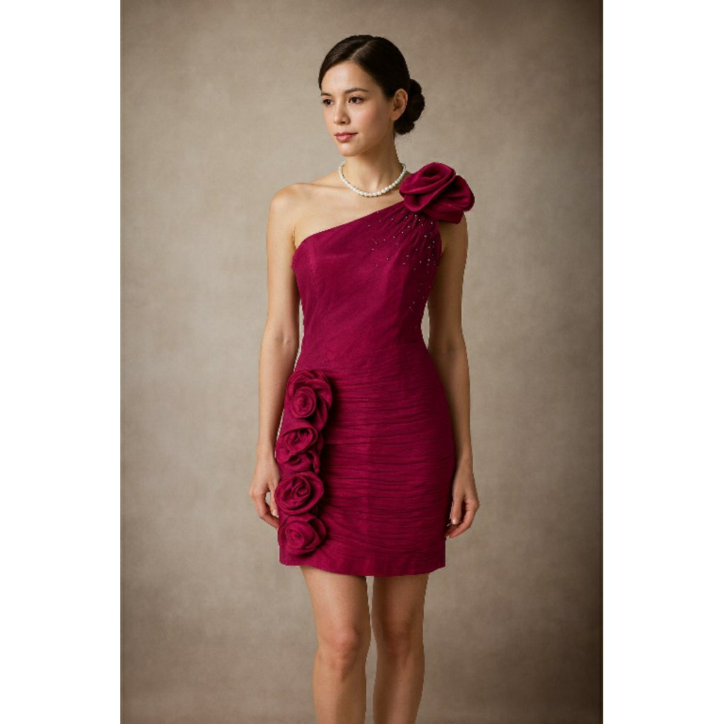 Gaun Pesta Mewah Gaun Merah Maroon