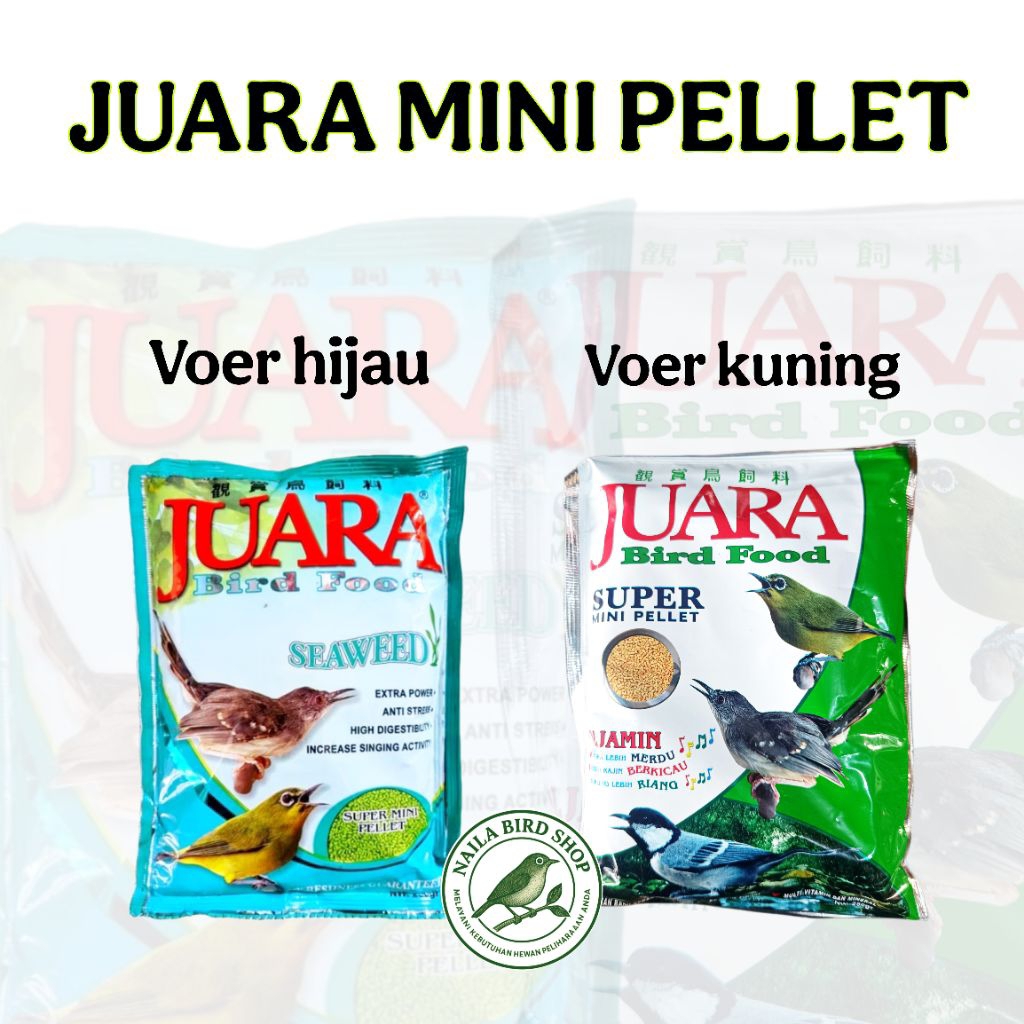 JUARA MINI PELET VOER BURUNG KECIL HIJAU & KUNING VOER MINI JUARA