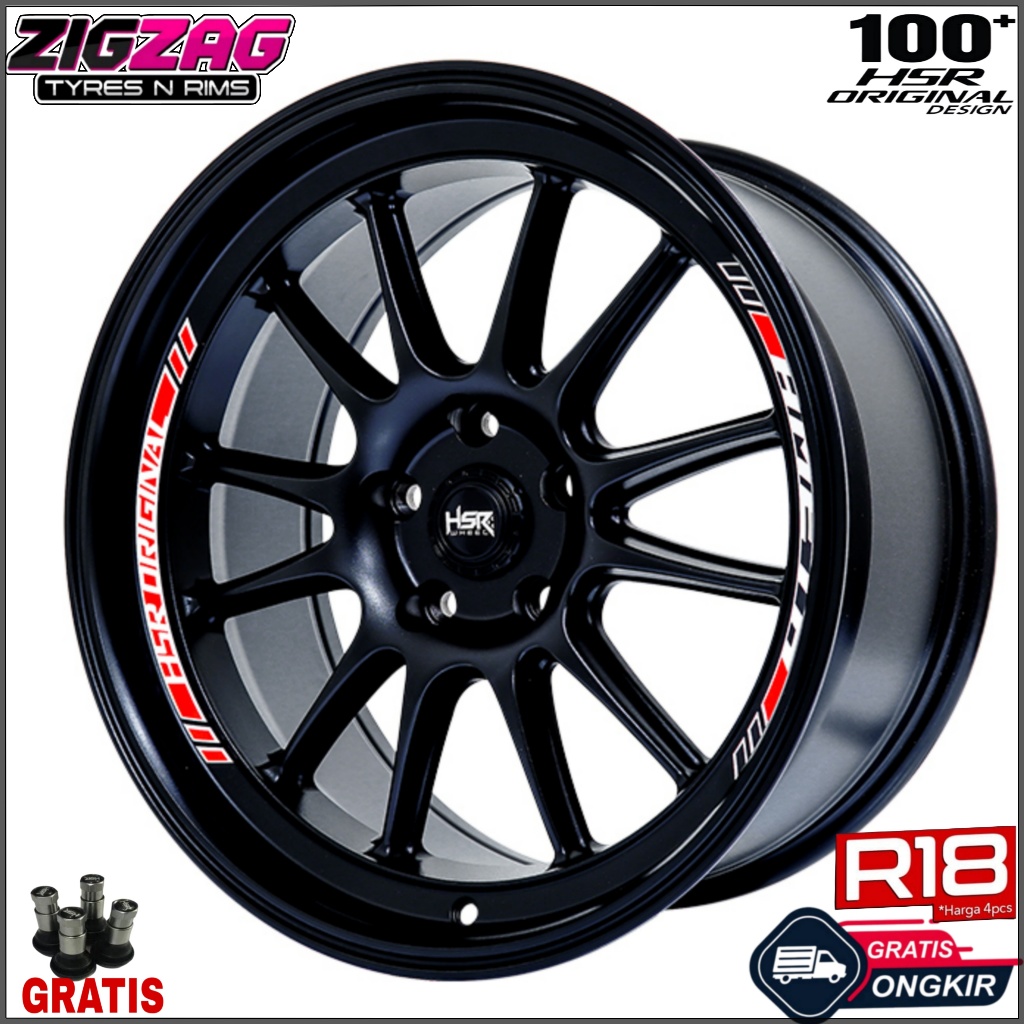 Velg Mobil Model Jari-jari Ring 18 HSR AMETH Cocok Outlander Civic Xpander Terios Zenix Black