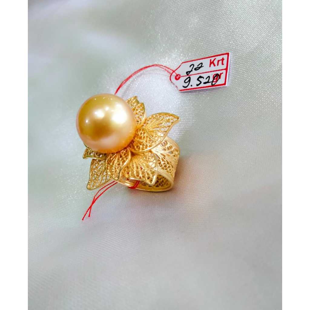cincin emas asli 22k kadar emas 91.6% mutiara air laut asli lombok