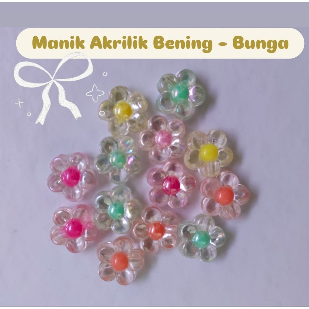 Manik Akrilik Bening - Bunga