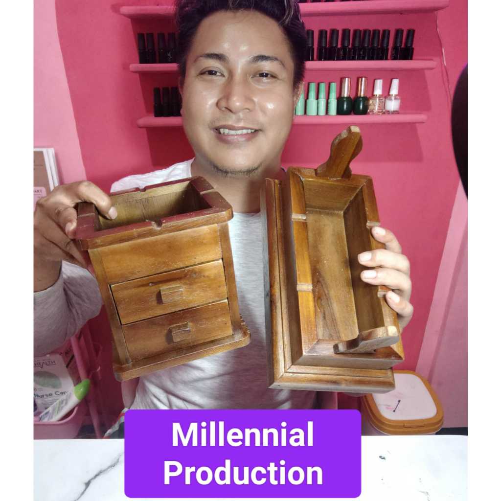 ASBAK KAYU JATI DESAIN UNIK RAPIH ASBAK KANTOR ASBAK 2 LACI