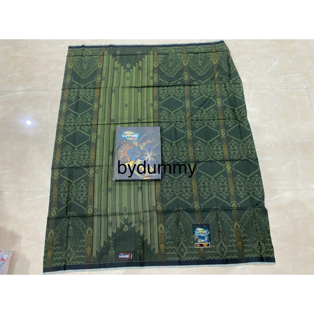 Sarung Sapphire motif Jacquard timbul premium warna hijau kombinasi hitam