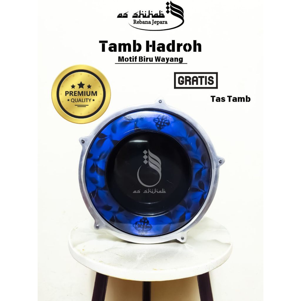Tam Stel Rebana Hadroh Motif Biru Wayang