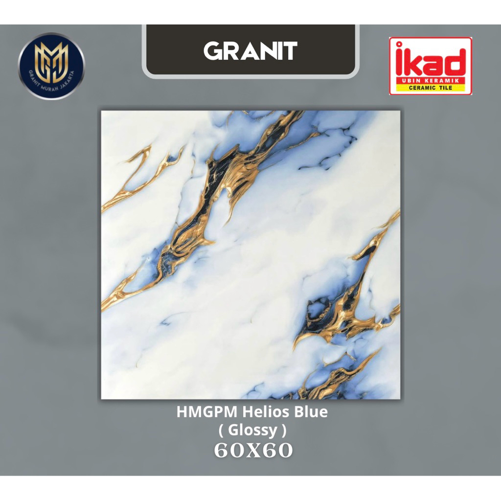 Granit 60x60 motif emas / gold HMGPM helios blue ikad - Glossy