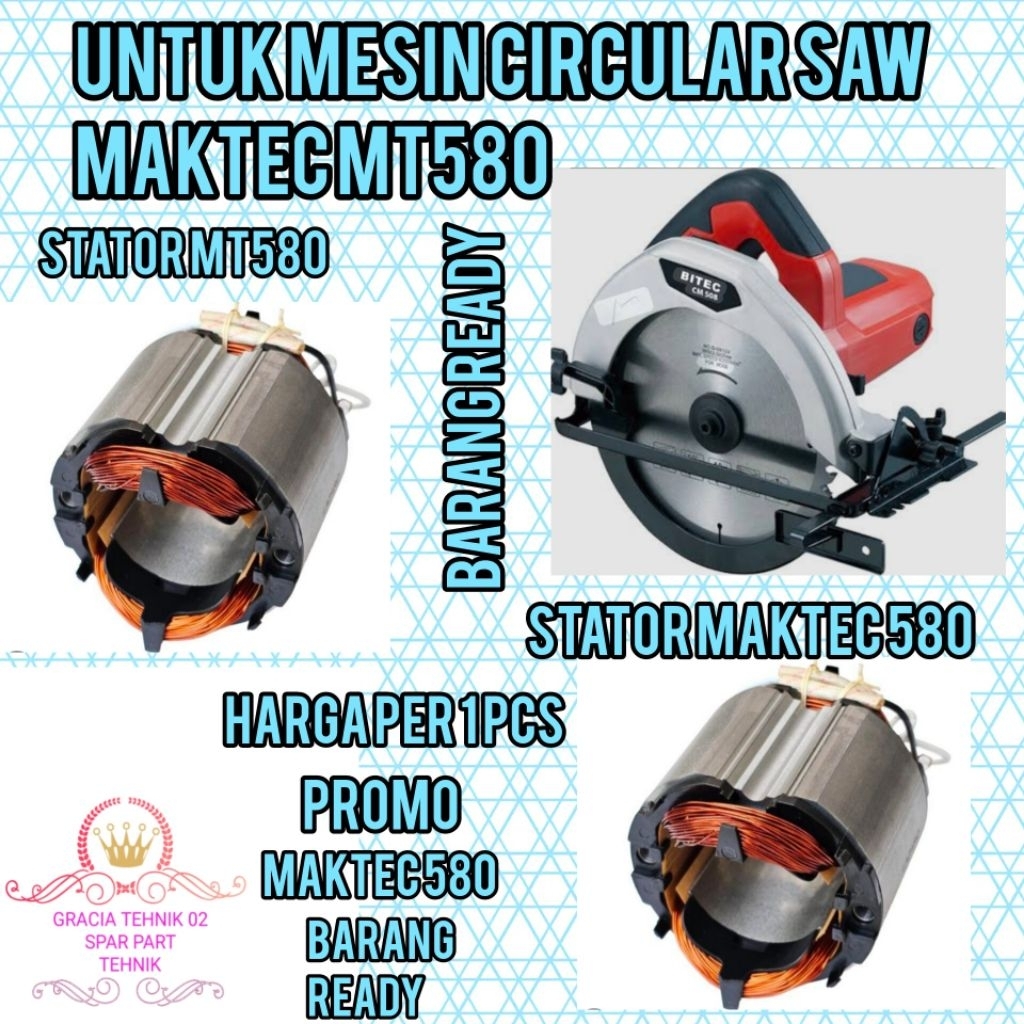 STATOR 583/580 STATOR BANTALAN GULUNGAN MESIN CIRCULARSAW MAKTEC MT583