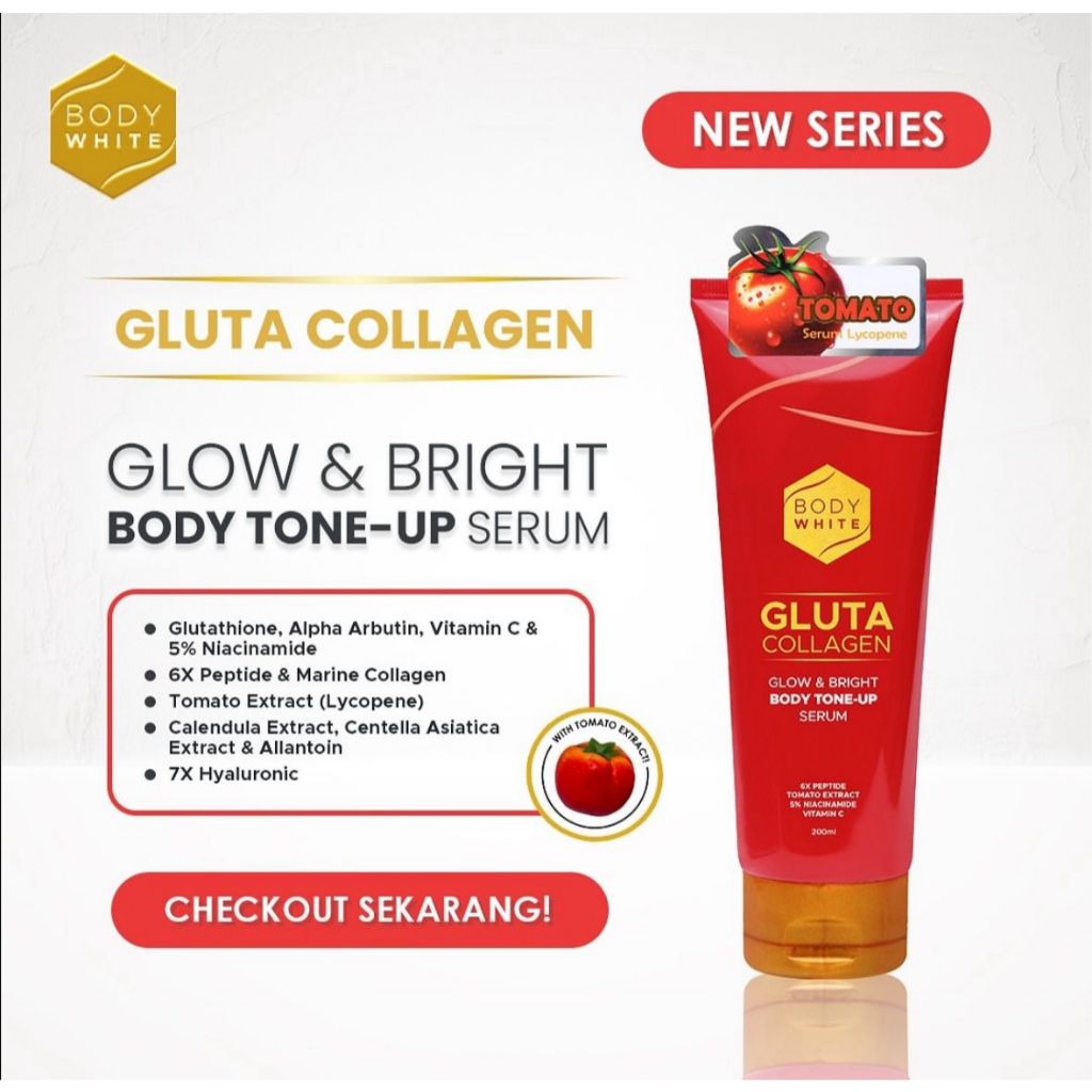 HB BODY WHITE GLUTA COLLAGEN GLOW & BRIGHT BODY TONE-UP SERUM || LOTION COLLAGEN EXTRAK TOMAT