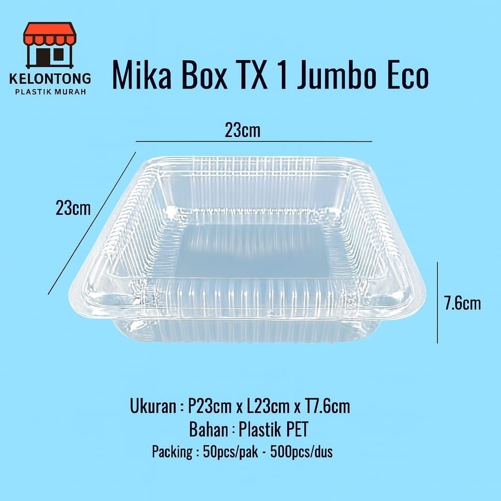 Mika Jumbo Bolu TX-01 - Mika Plastik Box Kemasan Kue Bolu Isi 50 Pcs