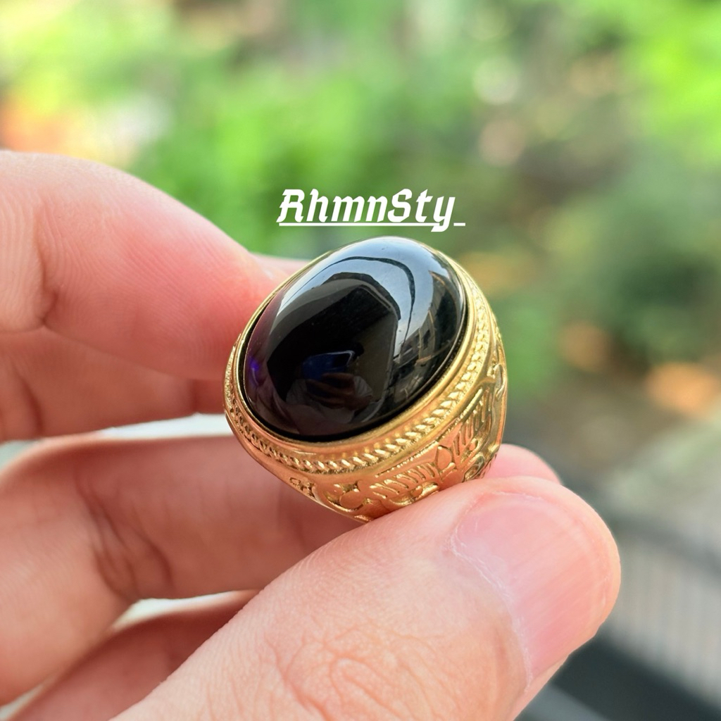 cincin Batu kecubung tanduk ukuran sedang