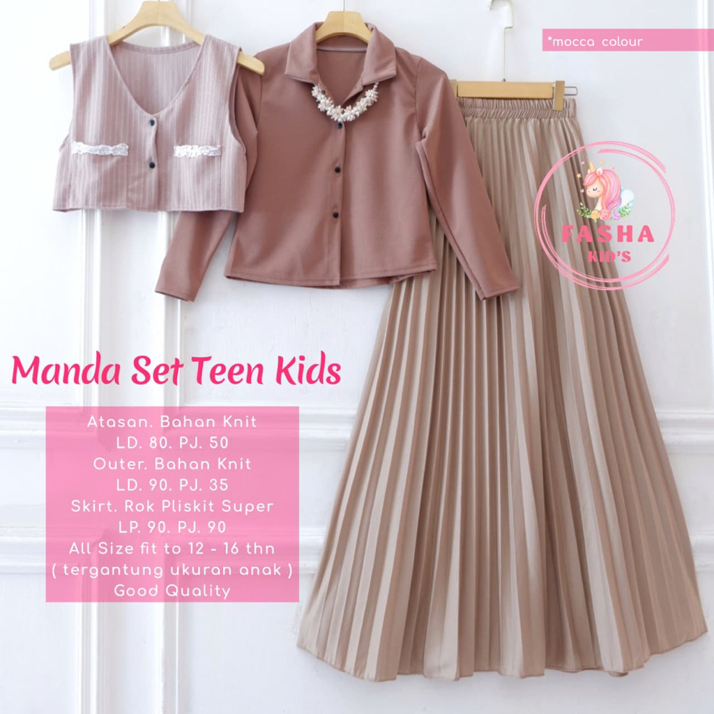 SETELAN MANDA SET TEEN KIDS 12-16 TAHUN (TERGANTUNG UKURAN ANAK) BY FASHA