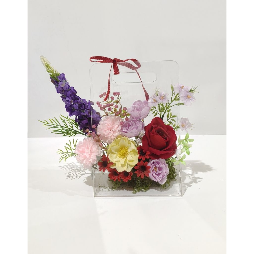 RAINBOW FLOWER BUKET BUNGA ARKRILIK TAS BUKET BUNGA ARKRILIK