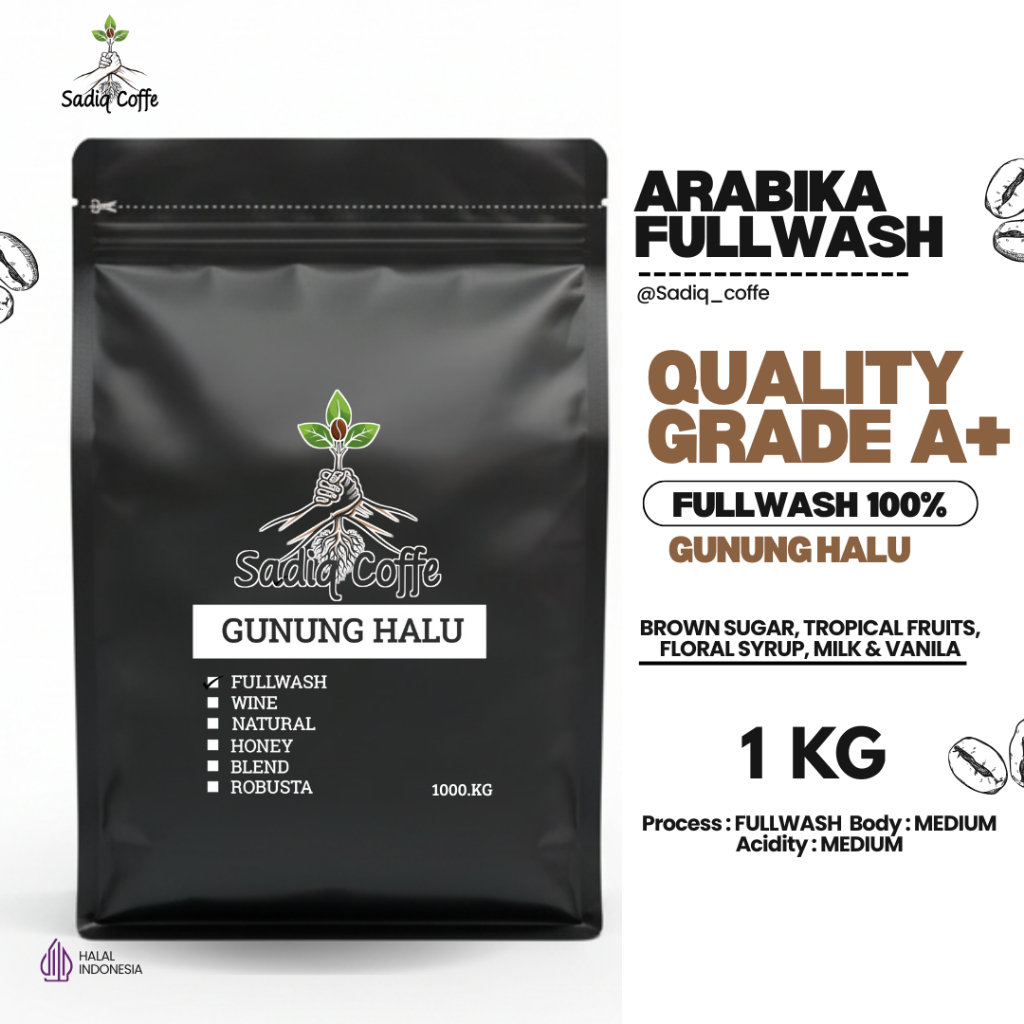 Biji Kopi Arabika Fullwash Gunung Halu Original 100% KopiRoastery Biji Bubuk Coffe Manual Brew