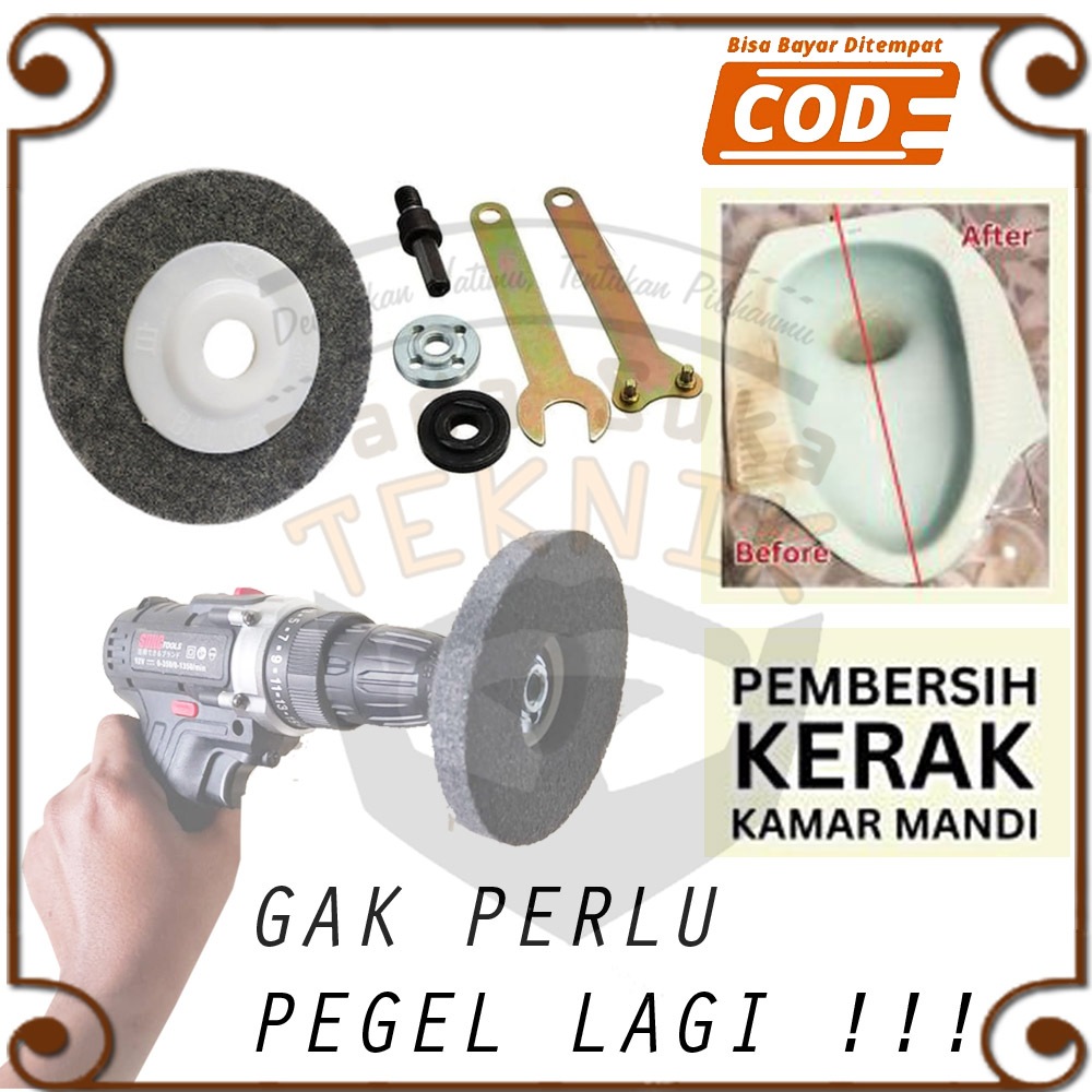 Pembersih kerak Lantai Kamar Mandi Sikat Toilet Adaptor Bor Jadi Gerinda Poles Pemoles Ubin Granit