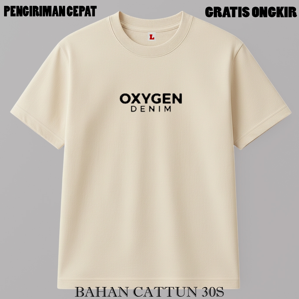 Promo Kaos Terbaru Oxygen Denim Hitam Tebal Kekinian Pria Wanita Korea Style | T-Shirt Termurah Kual