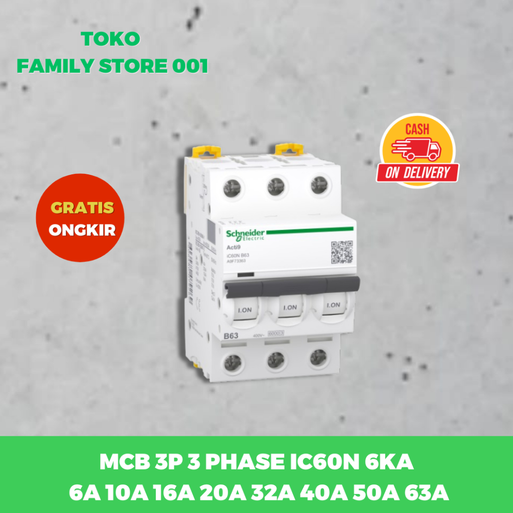 MCB 3P 3 Phase IC60N 2A 4A 6A 10A 16A 20A 32A 40A 50A 63A SCHNEIDER 6KA