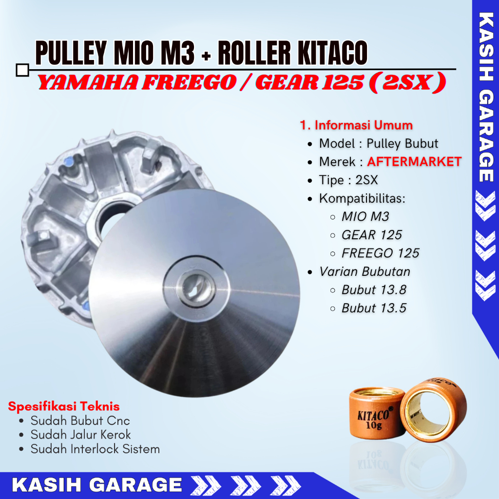 PULLEY BUBUT 13.8 13.5 MIO M3 BISA UNTUK MIO M3 YAMAHA GEAR 125 PULLEY KODE 2SX