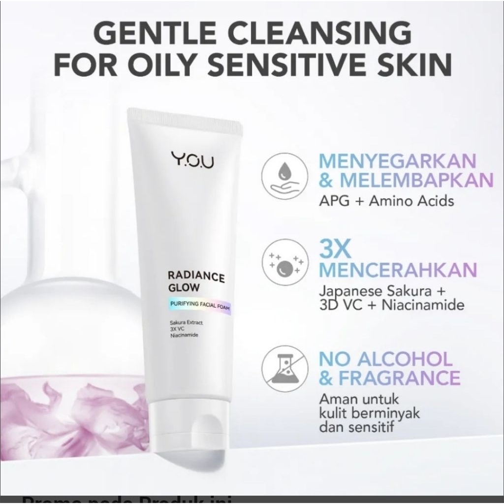 Y.O.U Radiance Glow Pembersih Wajah Vitamin C & Niacinamide 100 g 100% Original