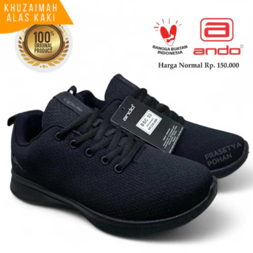 Sepatu Sekolah SD SMP SMA Original ANDO - Sepatu Anak Laki dan Perempuan SD SMP SMA ANDO HITAM 33-43