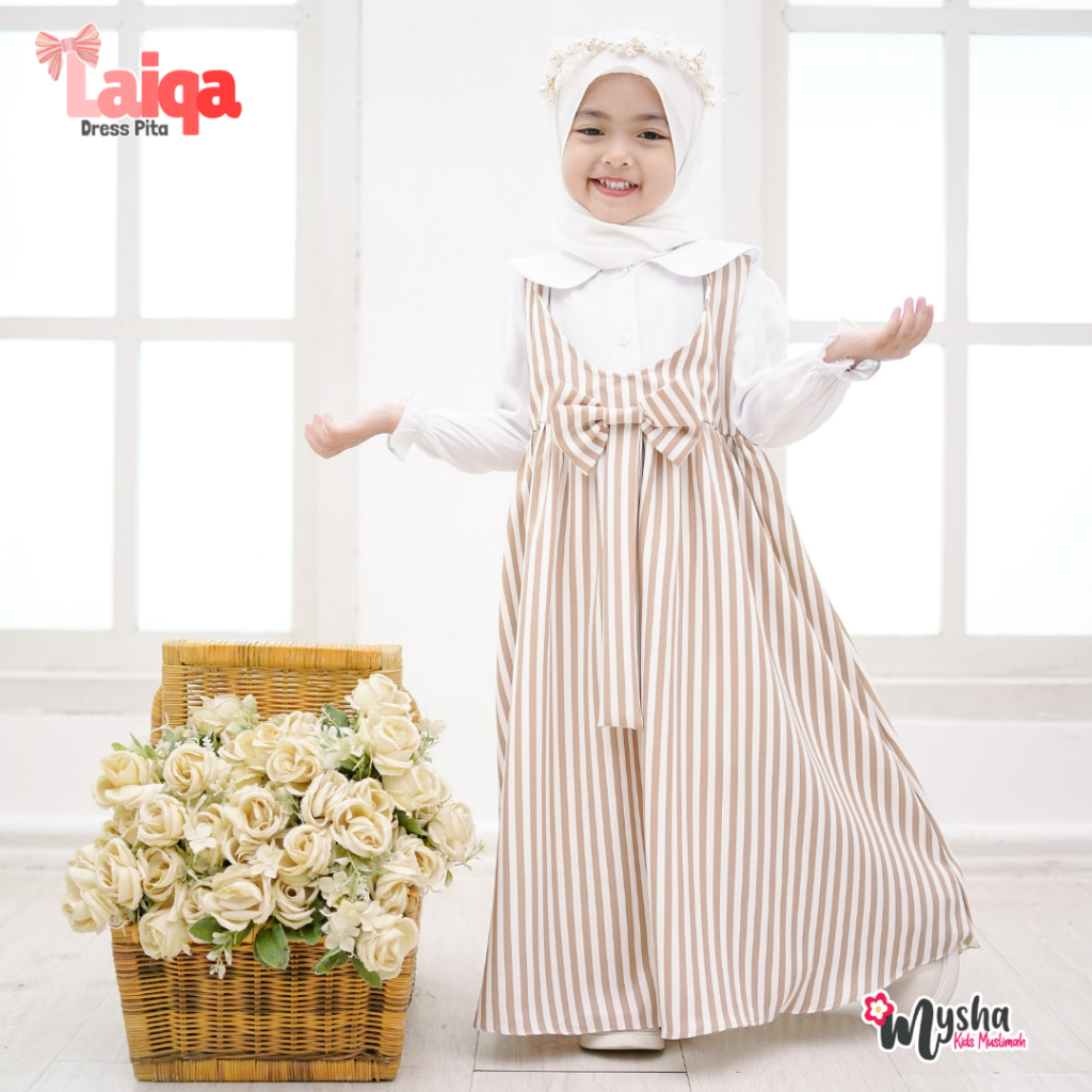 Mysha Kids Muslimah - LAIQA Gamis Anak Perempuan Dress Anak Baju Muslim Anak Pita untuk usia 2-8 thn