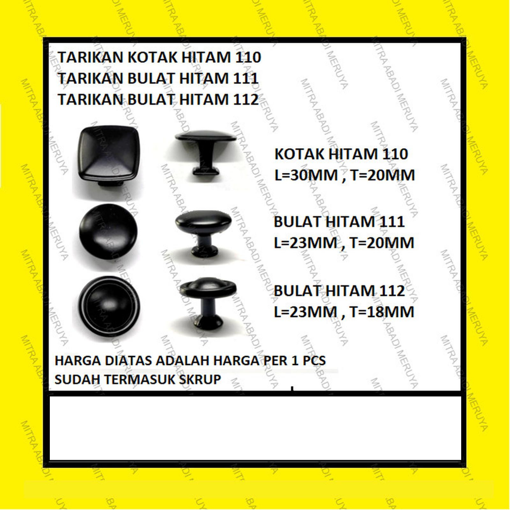 Tarikan Handle Knob Bulat Pentol Laci Lemari Kitchen Hitam
